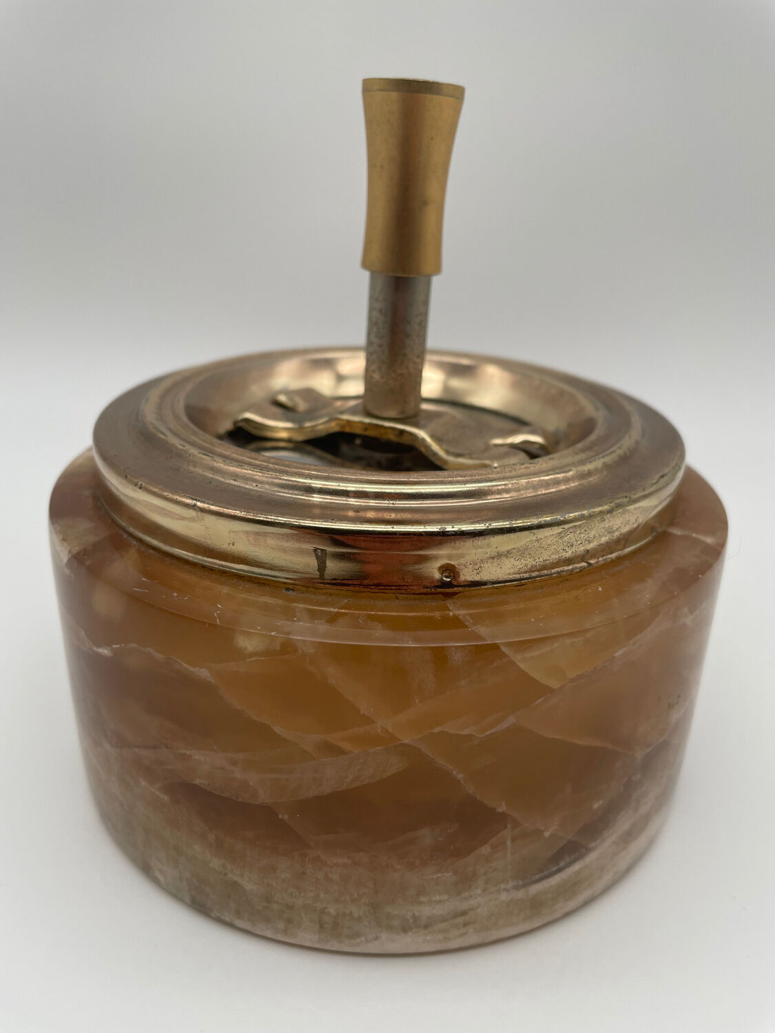 Vintage onyx and gold pusher ashtray