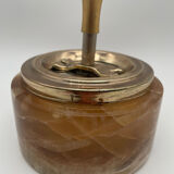 Vintage onyx and gold pusher ashtray