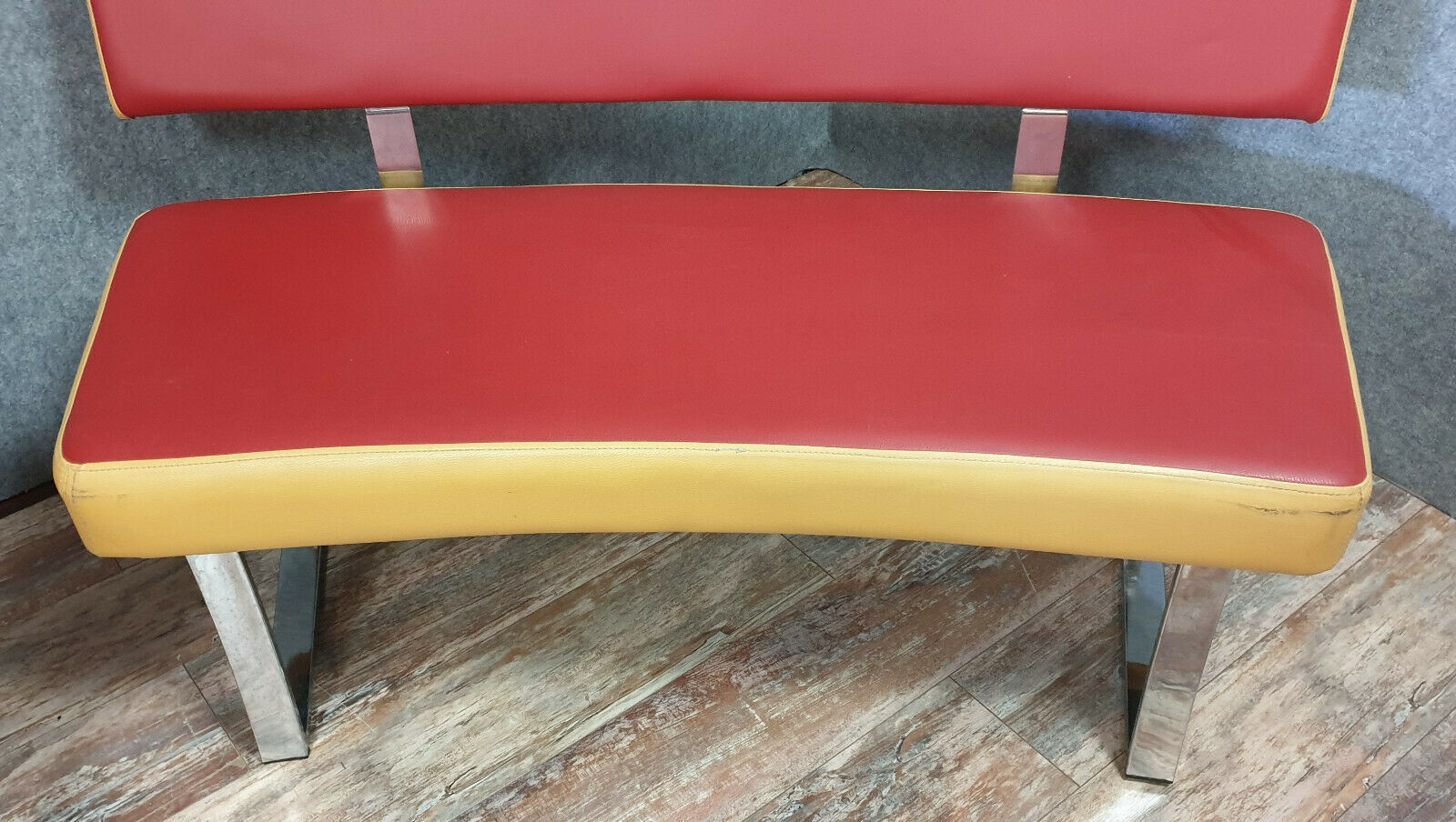Pair of semi-moon benches in skai and chrome steel