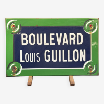 Old enameled sign street sign boulevard louis guillon