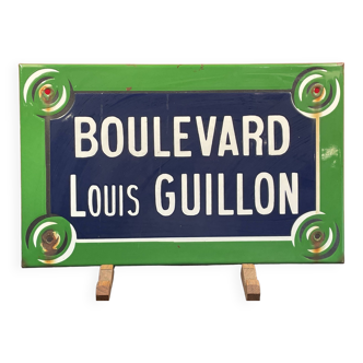 Old enameled sign street sign boulevard louis guillon