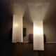 Pair of modernist sconces in black metal and white opaline vintage