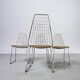Set de 4 chaises design en cuir décoré à main et acier, années 1970