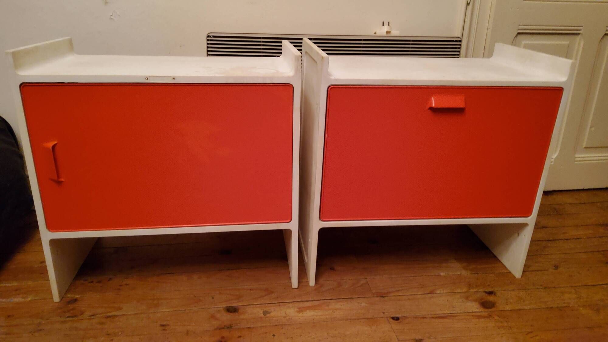 Set of 2 storage elements by E. Fermigier mobilier de France publisher 1970