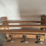Wood shelf and metal hooks