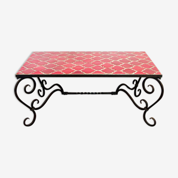Vintage wrought iron coffee table and ceramic tiles