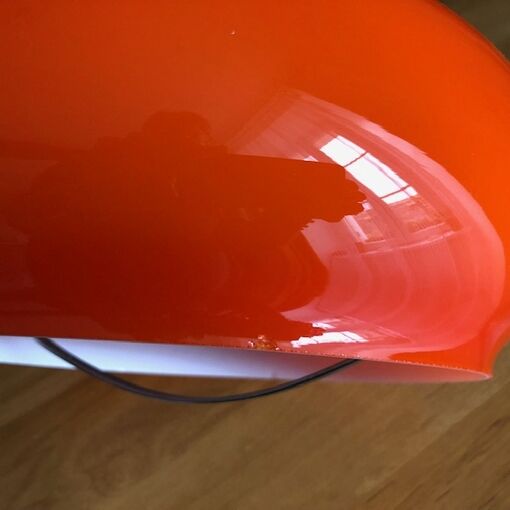 Vintage rolly lamp in orange glass to hang