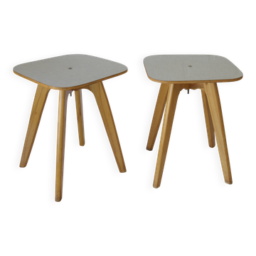 Tabourets de cuisine vintage en bois, lot de 2, Yougoslavie, années 1950, intérieur rétro