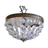 Crystal pendeloques basket ceiling light