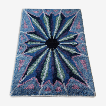 Original ABSTRACT Scandinavian High Pile Pop Art Rya Rug Carpet, Sweden, 1960s 146x201cm