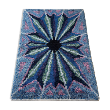 Original ABSTRACT Scandinavian High Pile Pop Art Rya Rug Carpet, Sweden, 1960s 146x201cm