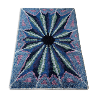 Original ABSTRACT Scandinavian High Pile Pop Art Rya Rug Carpet, Sweden, 1960s 146x201cm