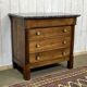 19th-century Empire commode in walnut with a grey St Anne marble top.
