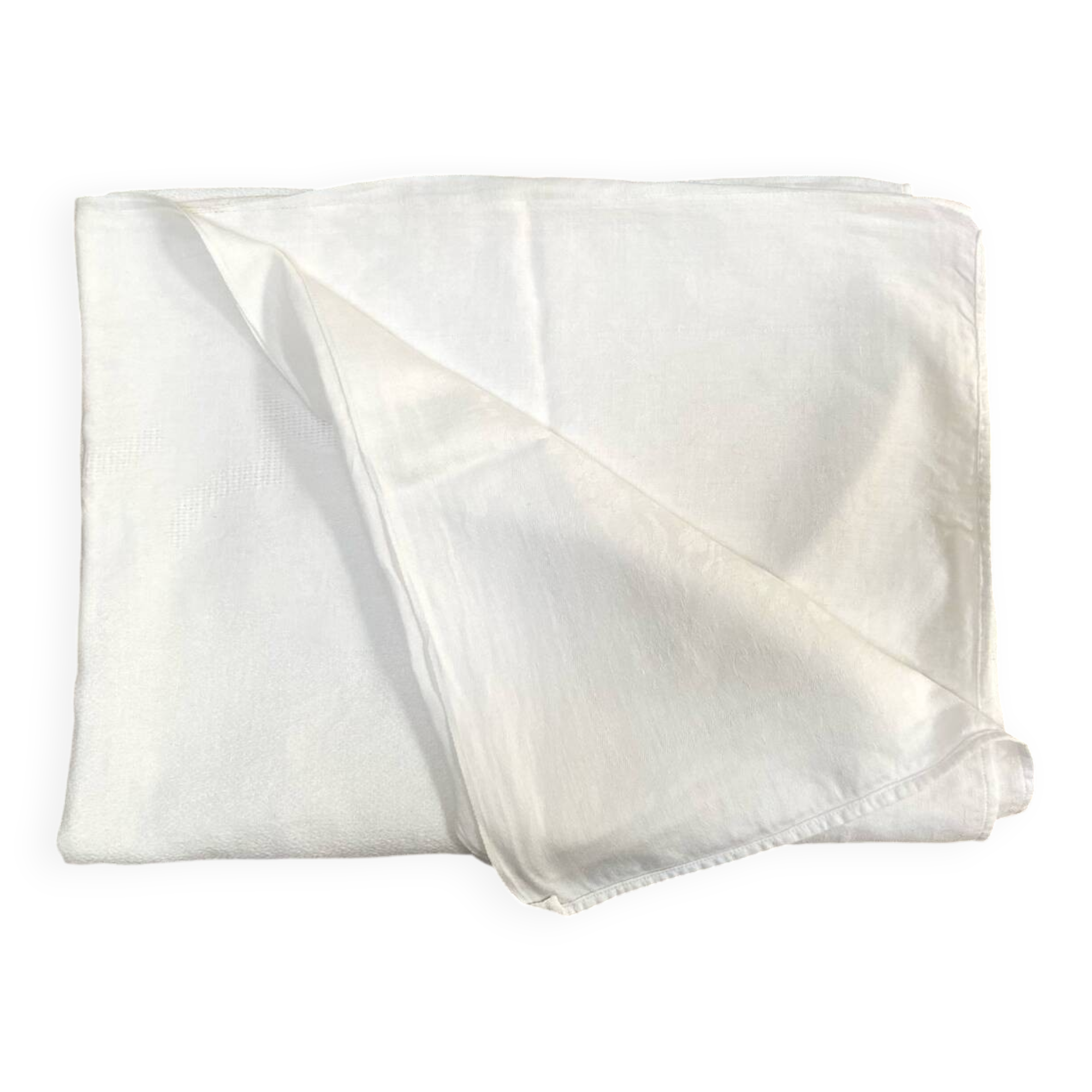 Grande nappe blanche en metis 215 x 155 cm