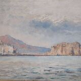 View of the Gulf of Naples, oil painting on board, Italy early 20th century, signed