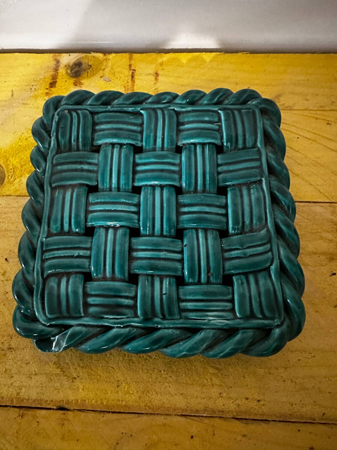 Woven ceramic trivet from Vallauris in the Massier style.