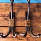 Bamboo wicker rattan coat hooks