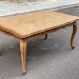 Extendable Louis XV dining table in solid oak wood and marquetry 250cm