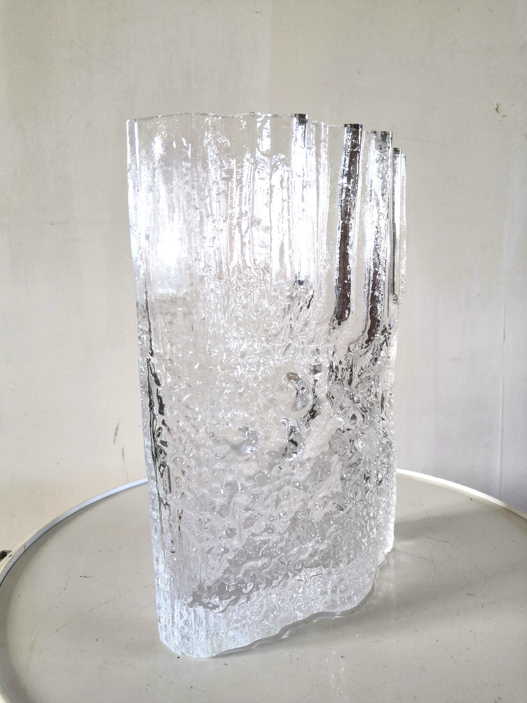 Vase en verre givré design Tapio Wirkkala pour Littala années 60 - 70