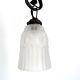 Wrought iron chandelier, tulips / pressed-molded glass bowl, Art Deco, 1930