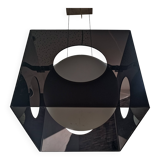 Suspended lamp design in smoked plexiglass from the 1990s.