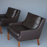 x2 Danish Armchairs in Leather by Georg Thams, Denmark 1960s