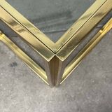 Cube side tables in brass and glass in the French Hollywood Regency style by Maison Charles, 1970s, set of 2.