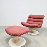 Vintage Dutch design swivel chair &amp; ottoman G. Harcourt Artifort F978