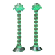 Broste Copenhagen - Pair of Large Green Blown Glass Candlesticks