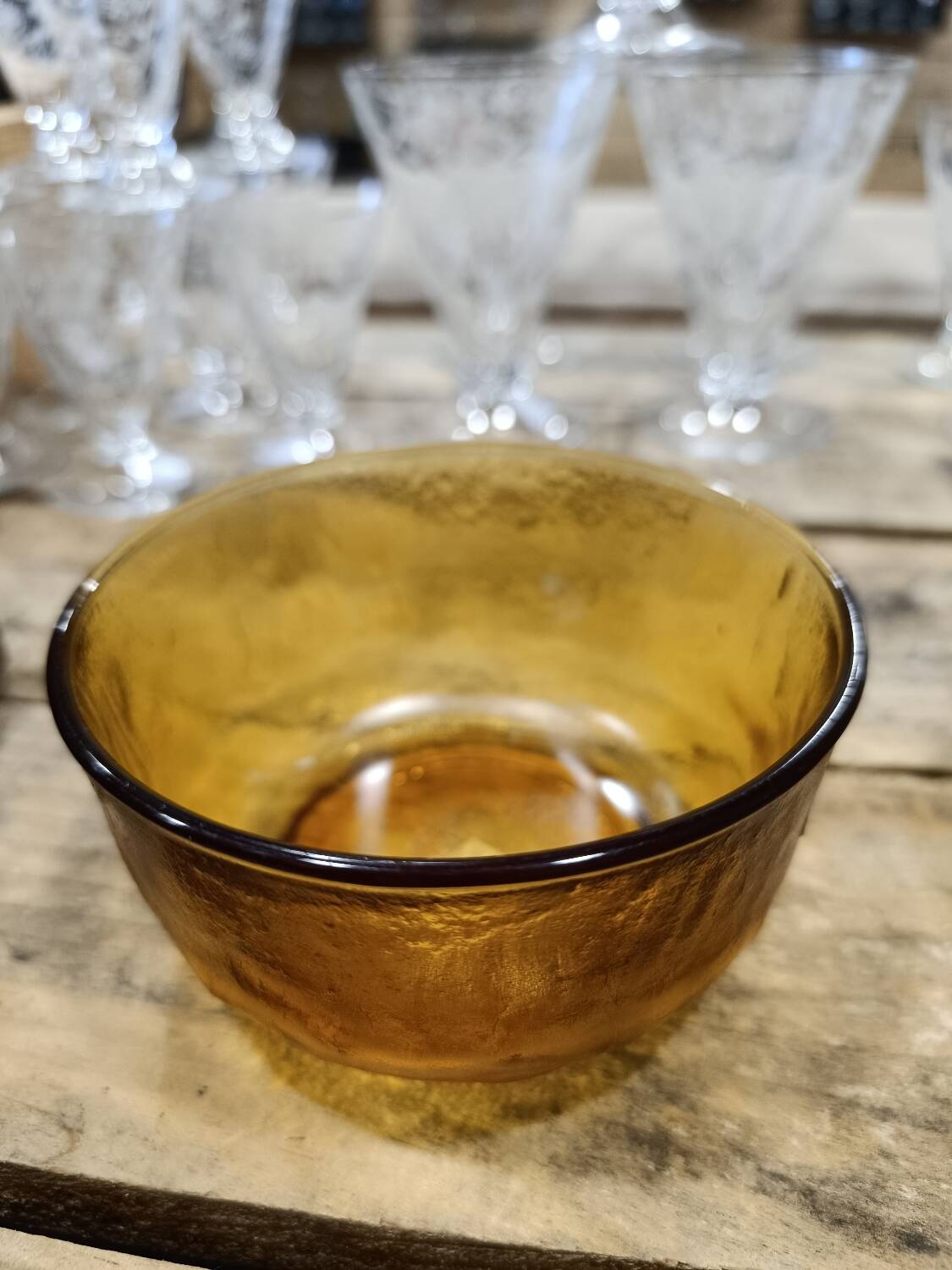 Bol et verre vintage ambrés