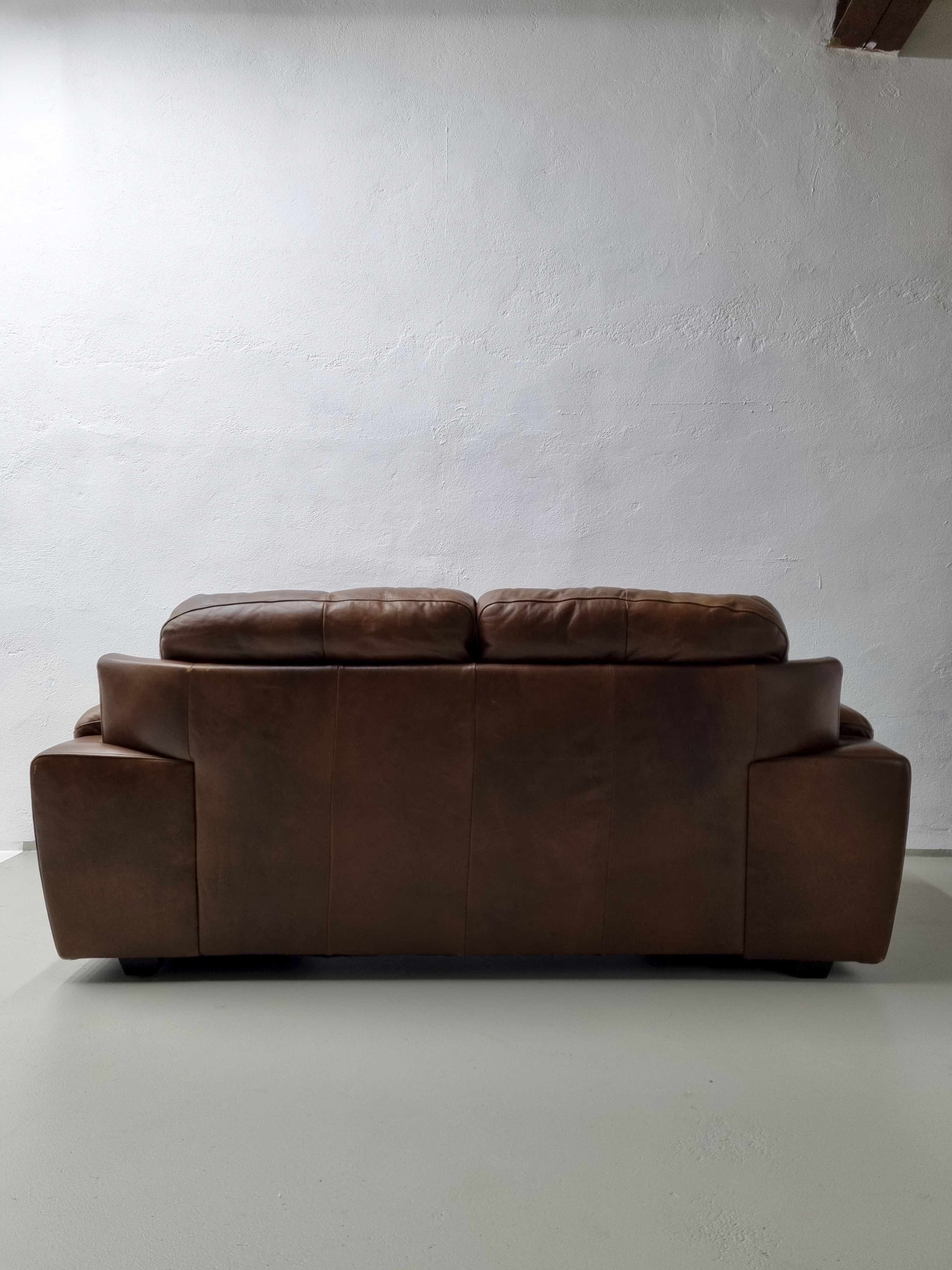 Brown buffalo leather sofa 193 cm