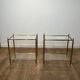 Pair of Side Tables with Two Brass and Glass Tops. Made in France.