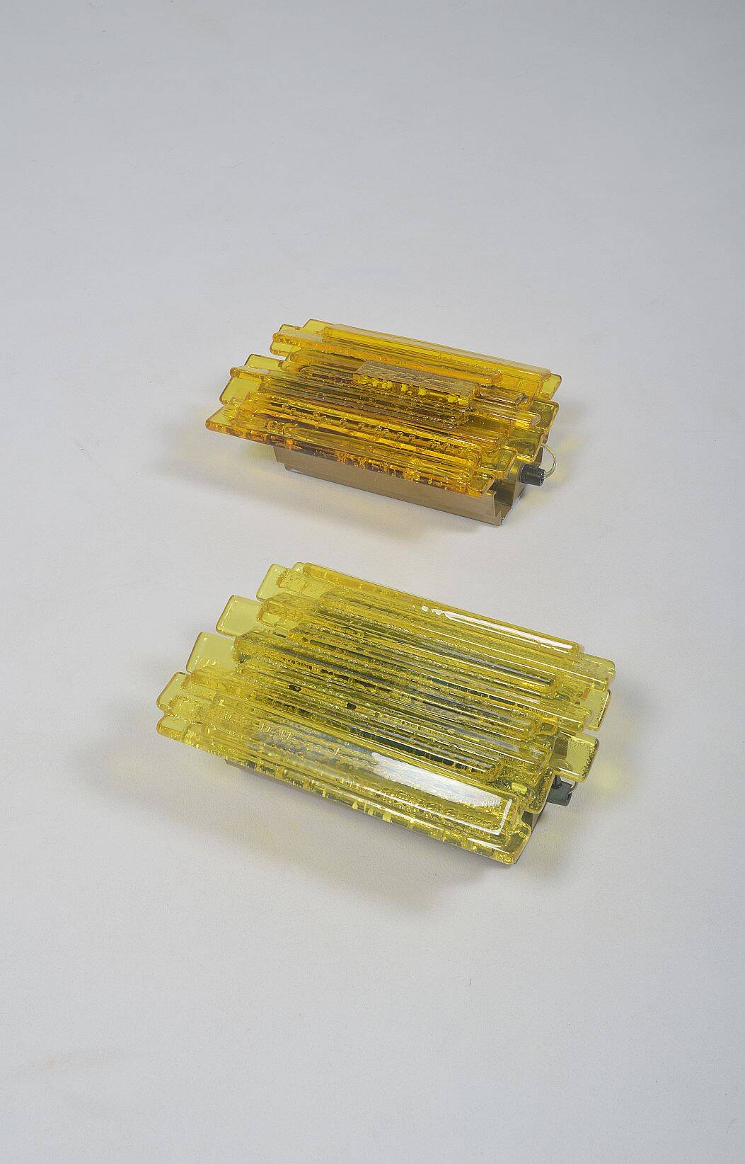 Set of Danish wall lamps Veega 1420 (yellow) by Claus Bolby for Cebo, 1960s