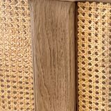 Vintage headboard in solid raw oak and cane - single bed