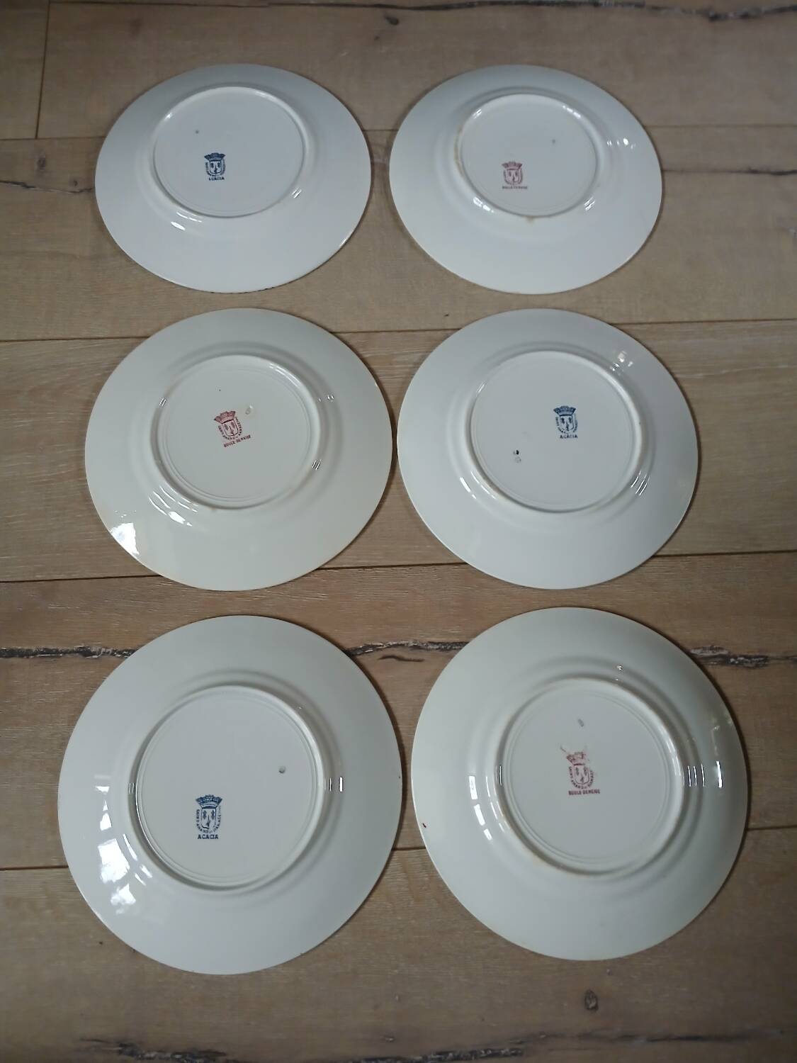6 antique ironstone dinner plates