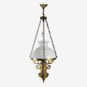 White Opaline pendant light, Napoleon III style