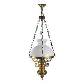 White Opaline pendant light, Napoleon III style
