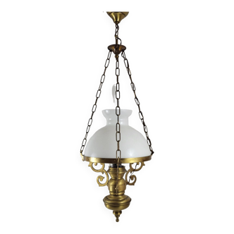 Suspension Opaline blanche style Napoléon III