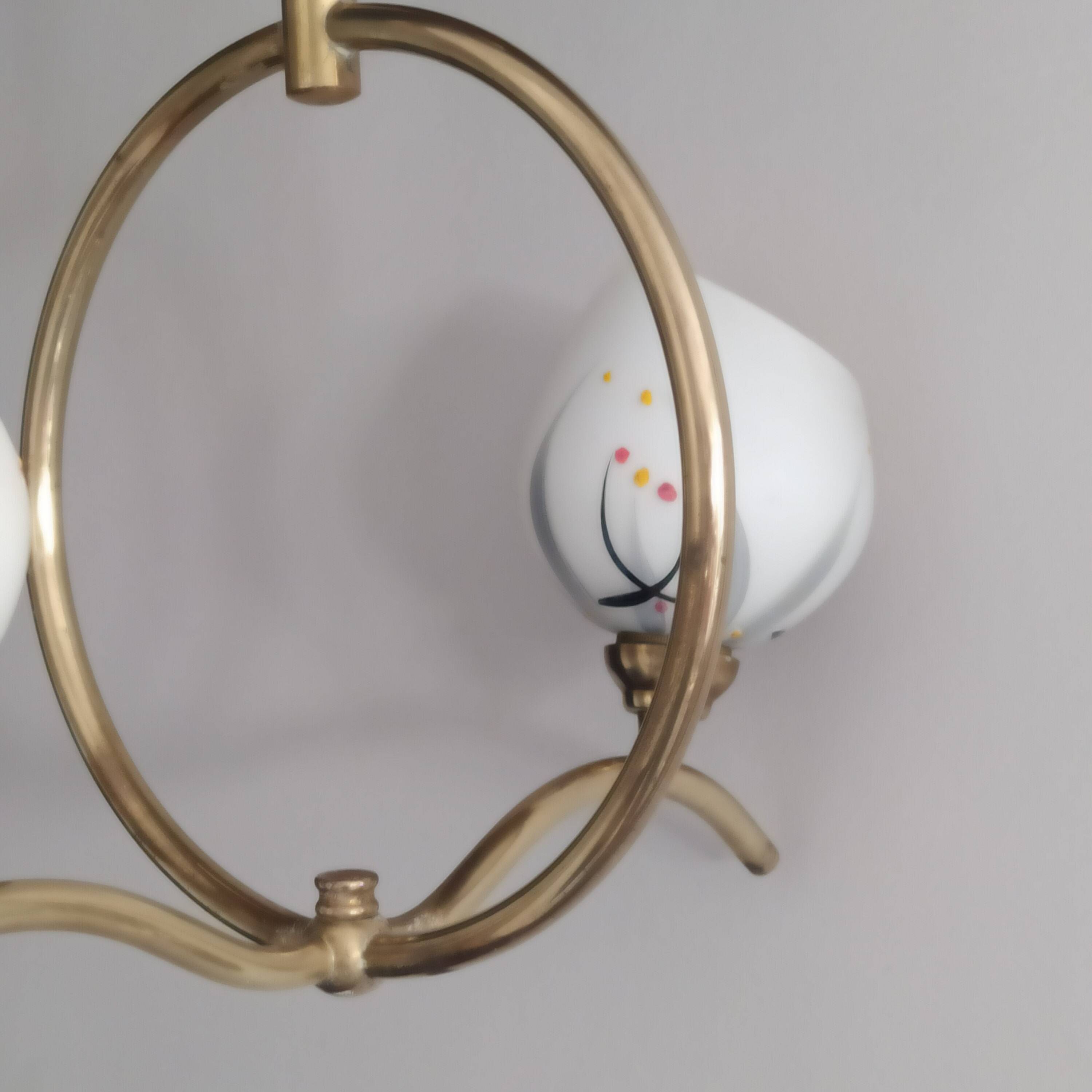 brass chandelier in the shape of a perch from the 50s/60s