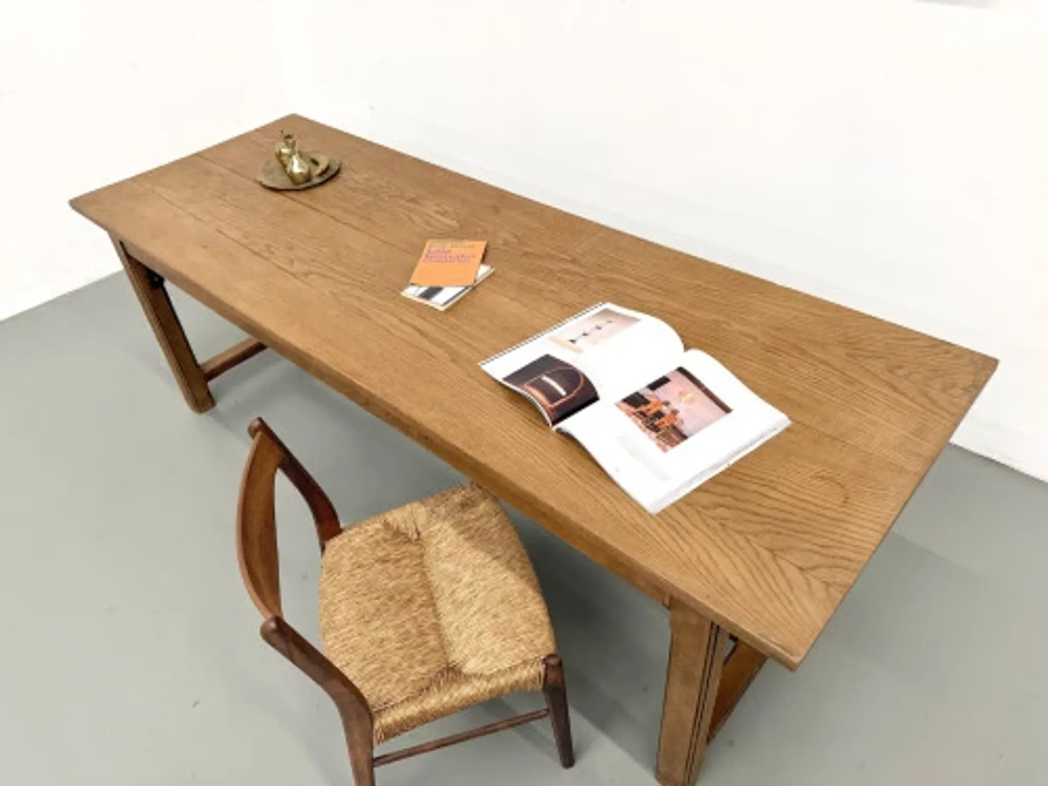 Solid oak farmhouse table, 1970s