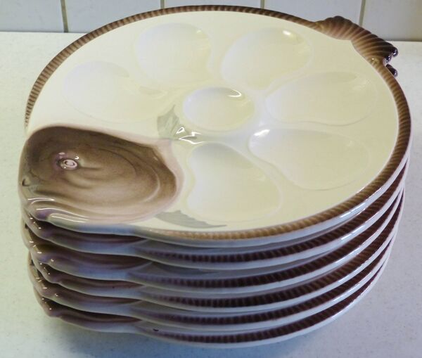 6 assiettes à huîtres de londwy, modèle copenhague