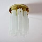 Brass ceiling light and frosted glass Glash-tte Limburg