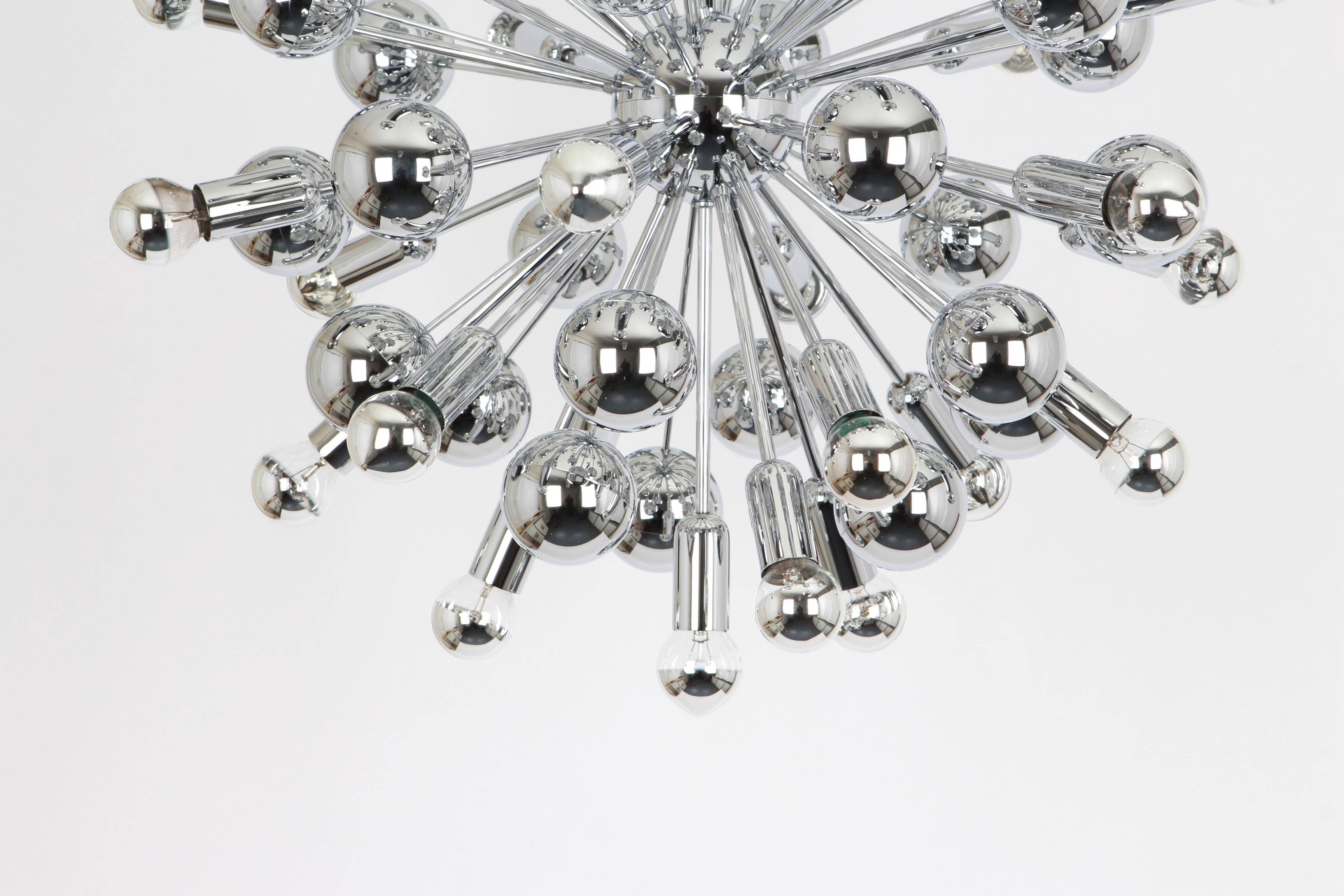 Grand Sputnik chrome chandelier in space style by Cosack, Germany, 1970s.