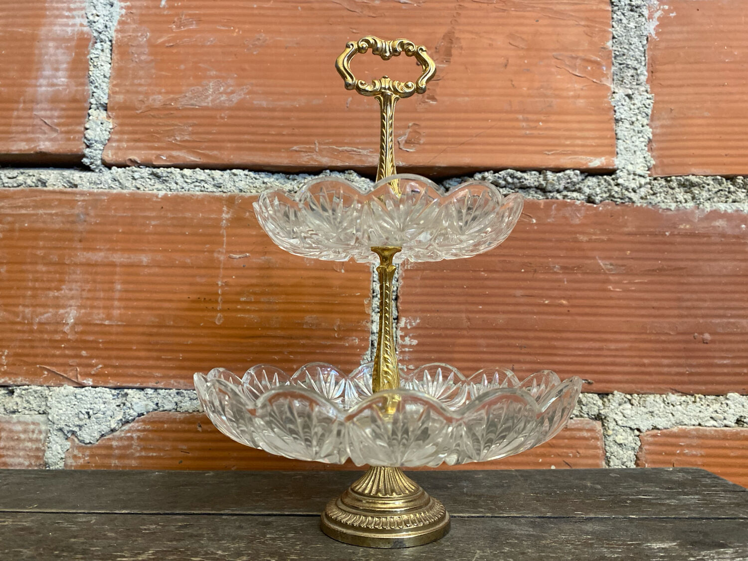 Cake Stand Antique Crystal + Gilded Bronze Trays #