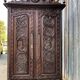 Antique Breton oak cabinet, richly carved