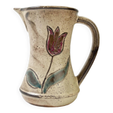 Ceramic pitcher from Les grottes dieulefit with floral pattern from the 1970s