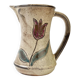 Ceramic pitcher from Les grottes dieulefit with floral pattern from the 1970s