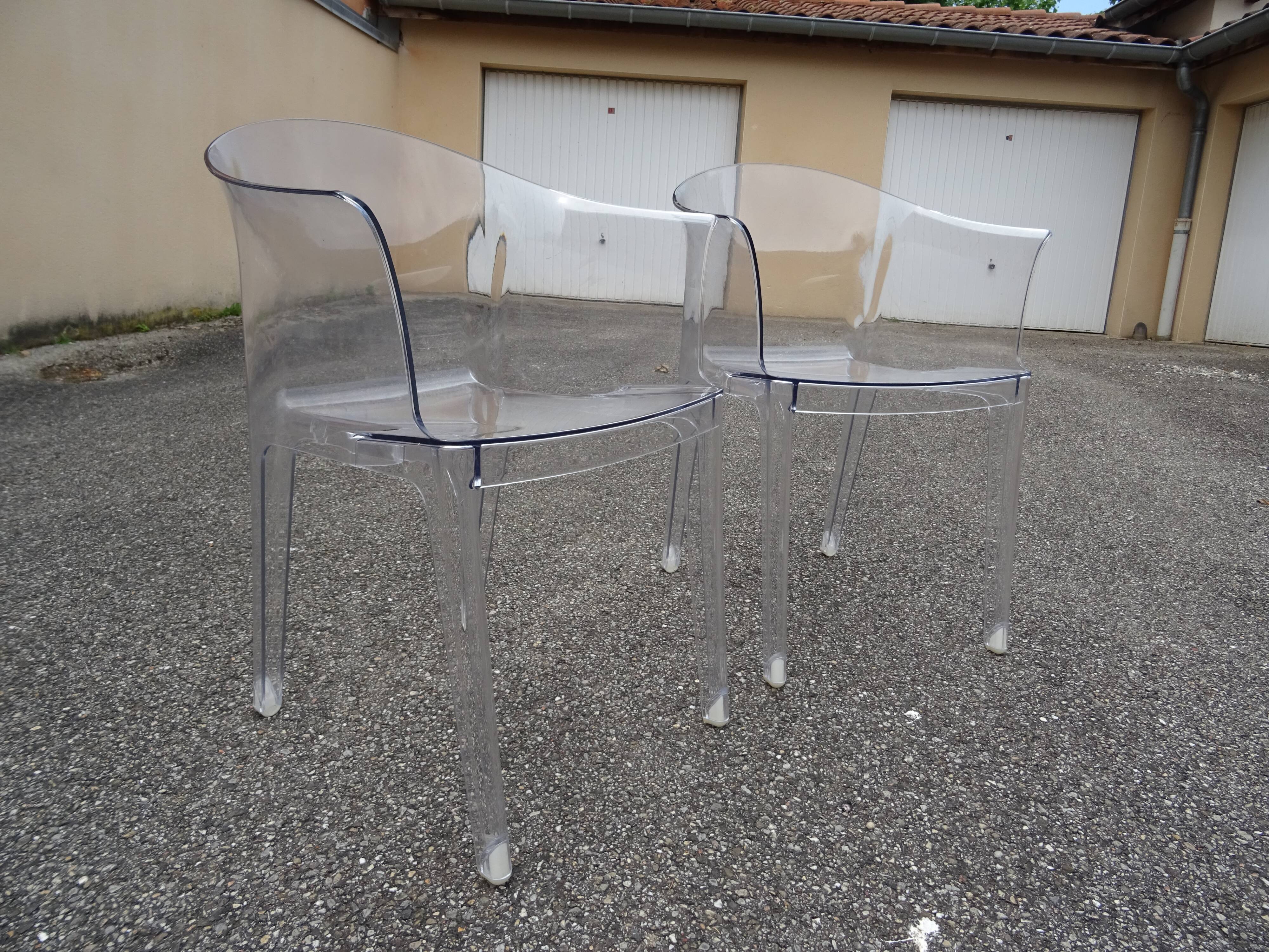 Pair of Tulipano armchairs in transparent plexiglass design Giovannoni