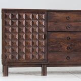 Brutalist Spanish carved sideboard credenza