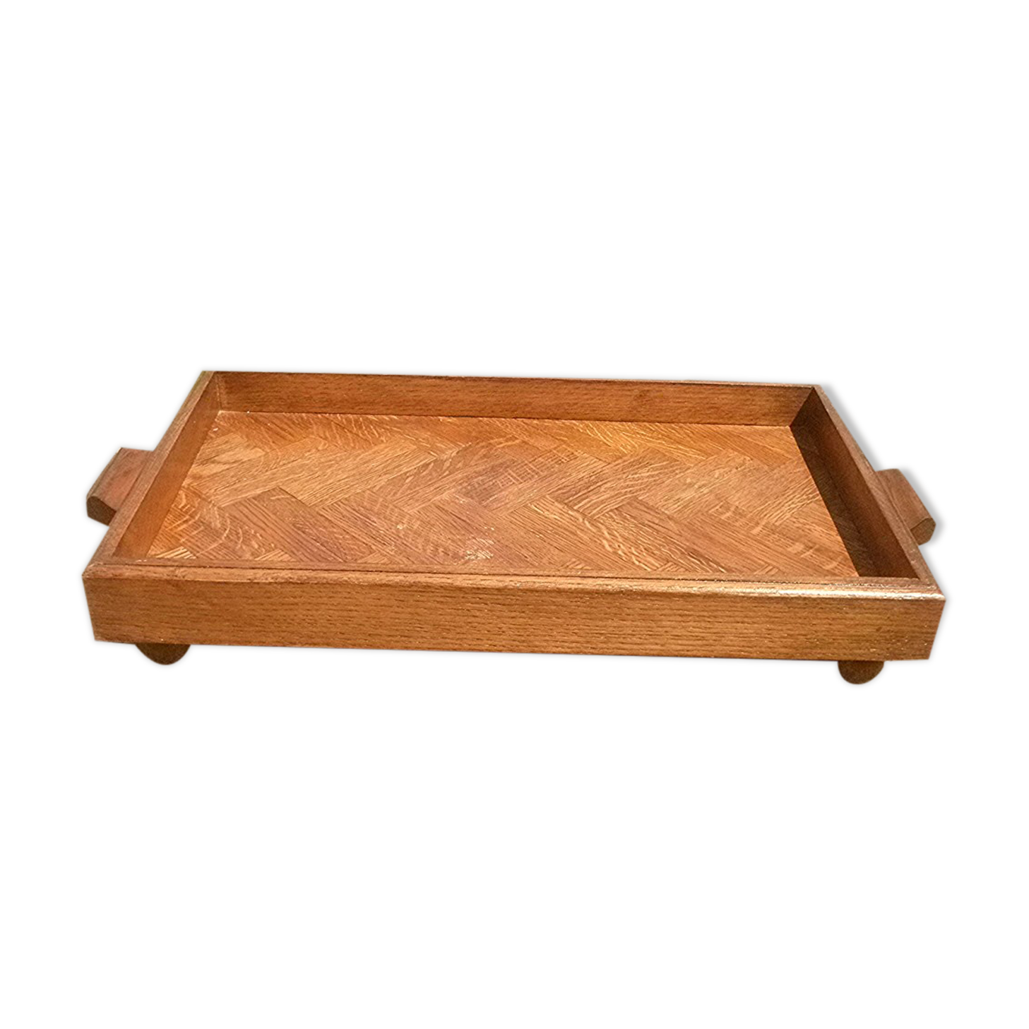 Solid wood service tray, vintage